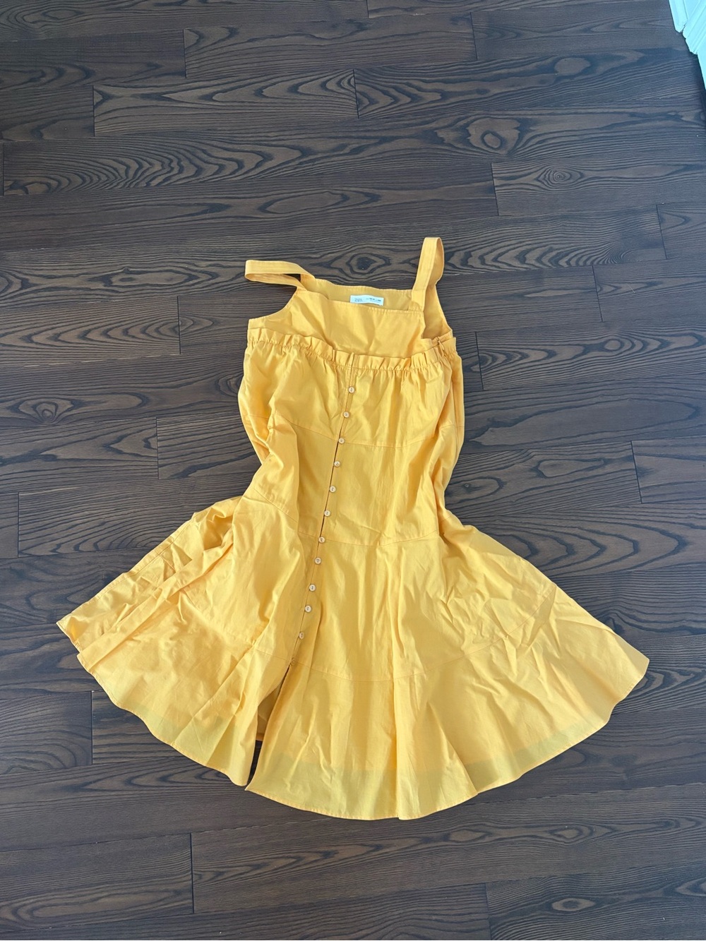 Zara Yellow Button-Front Sundress with Flared Skirt